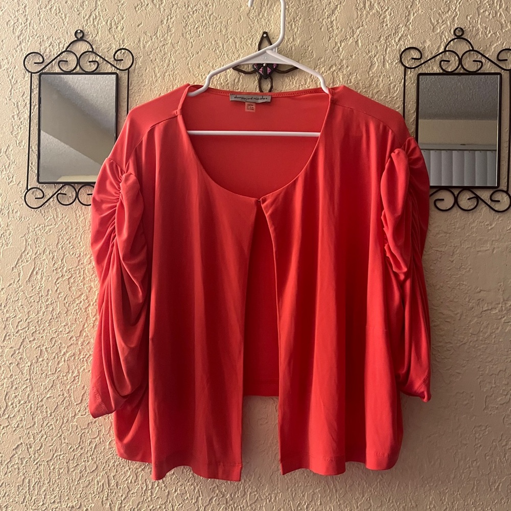 Danny & Nicole Coral Ruched Sleeve Blouse